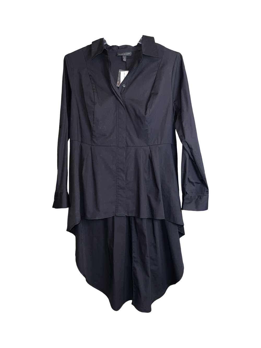 Lane Bryant Extreme Peplum Tunic Shirt Top Long Sleeve Black Size 16 New - Picture 3 of 8